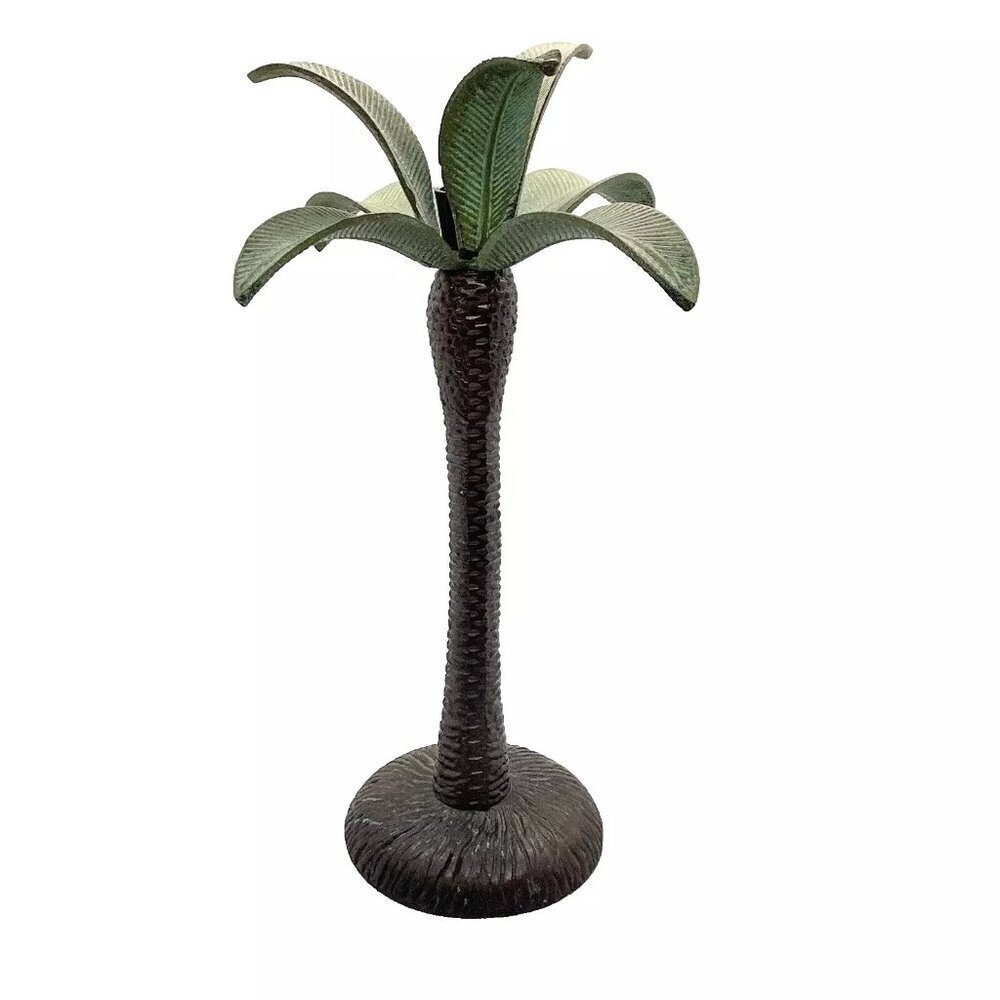 Tommy Bahama Heavy Metal Palm Tree Taper Candleholder 12.5" Tall - Picture 2 of 5